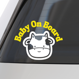 Die Cut Vinyl Cow Baby On Board Decal - Car Decal, Truck Decal, Rear Window Decal - Get Decaled