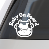 Die Cut Vinyl Cow Baby On Board Decal - Car Decal, Truck Decal, Rear Window Decal - Get Decaled