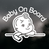 Baby On Board Decal With Cute Cartoon Baby - Waterproof Die Cut Vinyl Decal