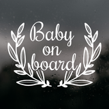 Boho Wreath Baby On Board Die Cut Vinyl Decal - Waterproof Bumper Sticker