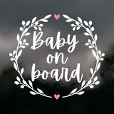 Baby On Board Wreath Waterproof Vinyl Car Decal