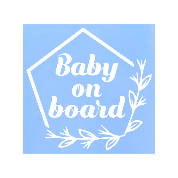 Die Cut Vinyl Baby On Board Line Art Boho Wreath Decal