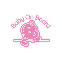 Baby On Board Decal With Cute Cartoon Baby - Waterproof Die Cut Vinyl Decal