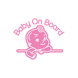 Baby On Board Decal With Cute Cartoon Baby - Waterproof Die Cut Vinyl Decal
