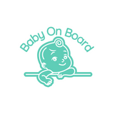 Baby On Board Decal With Cute Cartoon Baby - Waterproof Die Cut Vinyl Decal