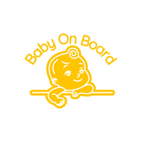 Baby On Board Decal With Cute Cartoon Baby - Waterproof Die Cut Vinyl Decal