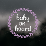 Die Cut Vinyl Baby On Board Wreath Car / Truck Decal