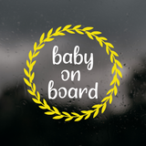 Die Cut Vinyl Baby On Board Wreath Car / Truck Decal