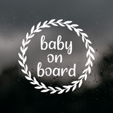 Die Cut Vinyl Baby On Board Wreath Car / Truck Decal