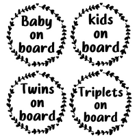 Die Cut Vinyl Foliage Wreath With Hearts "Baby /Twins / Triplets / Kids On Board Decal