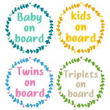 Die Cut Vinyl Foliage Wreath With Hearts "Baby /Twins / Triplets / Kids On Board Decal