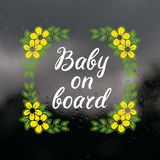 Die Cut Vinyl Floral Framed Baby On Board Car Decal