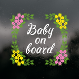 Die Cut Vinyl Floral Framed Baby On Board Car Decal