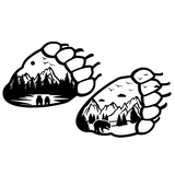 Die Cut Vinyl Bear Paw Outdoor Scene Decal - Vehicle Decal, Camper Decal, Window Decal
