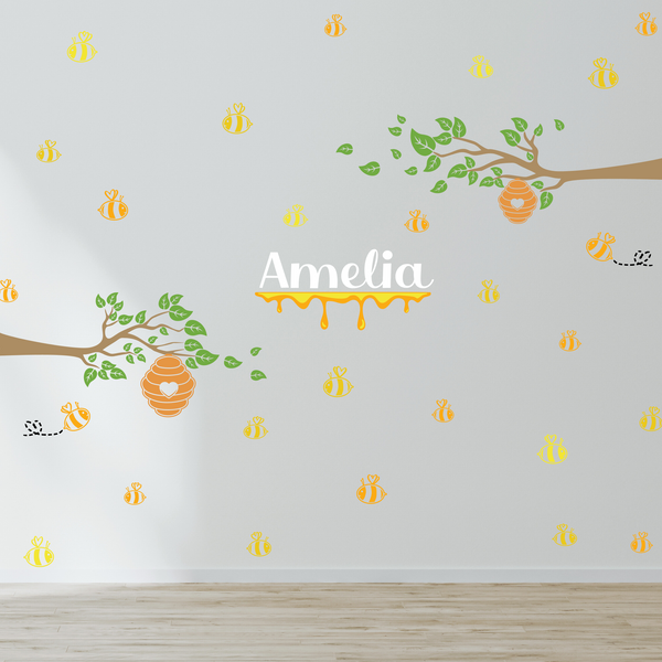 New Custom Die Cut Vinyl Bee Themed Wall Mural Decal Pack - Nursery Decor