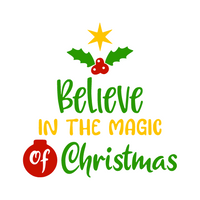 Christmas-themed text with holly leaves, berries, and a star on a white background