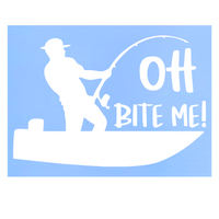 Die Cut Vinyl Bite Me Fishing Car / Truck Decal
