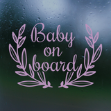 Boho Wreath Baby On Board Die Cut Vinyl Decal - Waterproof Bumper Sticker