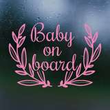 Boho Wreath Baby On Board Die Cut Vinyl Decal - Waterproof Bumper Sticker