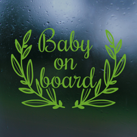 Boho Wreath Baby On Board Die Cut Vinyl Decal - Waterproof Bumper Sticker