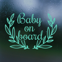 Boho Wreath Baby On Board Die Cut Vinyl Decal - Waterproof Bumper Sticker