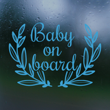 Boho Wreath Baby On Board Die Cut Vinyl Decal - Waterproof Bumper Sticker