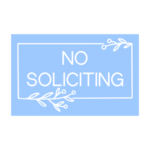 Die Cut Vinyl Boho Rectangle Wreath No Soliciting Decal - Waterproof Vinyl Decal