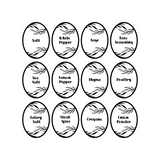 53 Pc Oval Botanical Style Spice Label Set - Waterproof Vinyl Stickers