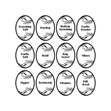 53 Pc Oval Botanical Style Spice Label Set - Waterproof Vinyl Stickers