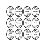 53 Pc Oval Botanical Style Spice Label Set - Waterproof Vinyl Stickers