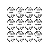 53 Pc Oval Botanical Style Spice Label Set - Waterproof Vinyl Stickers