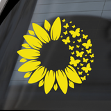 Die Cut Vinyl Butterfly Sunflower Decal - Vehicle / Window Decal