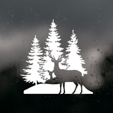 Die Cut Vinyl Buck And Fawn Forest Scene Decal - Get Decaled