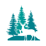 Die Cut Vinyl Buck And Fawn Forest Scene Decal - Get Decaled
