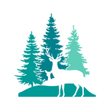 Die Cut Vinyl Buck And Fawn Forest Scene Decal - Get Decaled