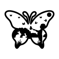 Butterfly With Nature Landscape Scene Decal - Waterproof Die Cut Vinyl Decal