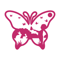 Butterfly With Nature Landscape Scene Decal - Waterproof Die Cut Vinyl Decal
