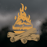 Die Cut Vinyl Custom Campfire Scene Decal - Camper / Car / Window Decal
