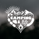 Custom Designed Camping Life Heart Die Cut Vinyl Decal - Tailer / Camper Decal