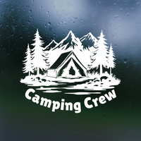 Camping Crew Decal With Nature Landscape - Die Cut Waterproof Vinyl Decal
