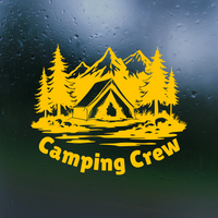 Camping Crew Decal With Nature Landscape - Die Cut Waterproof Vinyl Decal