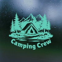 Camping Crew Decal With Nature Landscape - Die Cut Waterproof Vinyl Decal