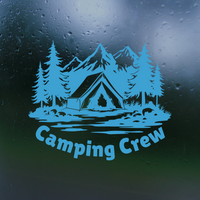 Camping Crew Decal With Nature Landscape - Die Cut Waterproof Vinyl Decal