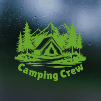 Camping Crew Decal With Nature Landscape - Die Cut Waterproof Vinyl Decal