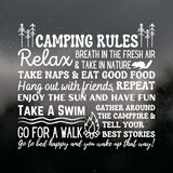 Die Cut Vinyl Camping Rules Decal - Camper Decal, Trailer Decal, Window Decal