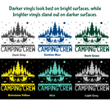 Waterproof Die Cut Vinyl "Camping Crew" Decal For Vehicles, Campers, Trailers