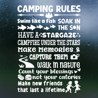 camping rules, decal, camper decal, trailer decal, decals, camping sticker decal, get decaled