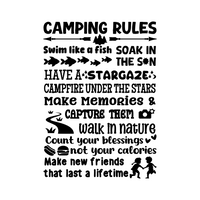 Camping Rules Die Cut Vinyl Decal Sticker - Waterproof Decal