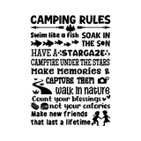 Camping Rules Die Cut Vinyl Decal Sticker - Waterproof Decal
