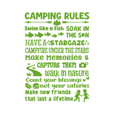 Camping Rules Die Cut Vinyl Decal Sticker - Waterproof Decal